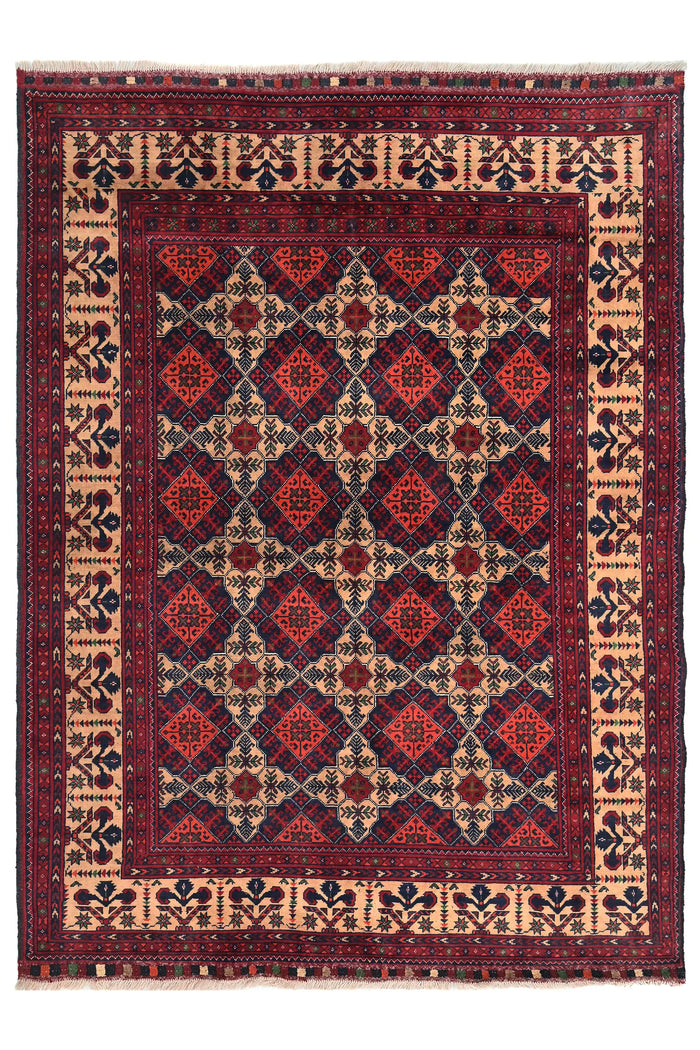 Biljik Afghan Rug – Crimson Rhombus