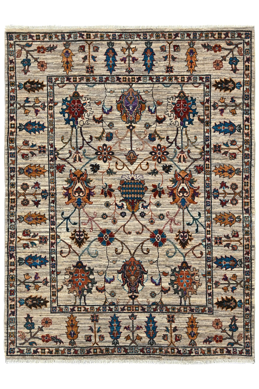 Khorjin Afghan Rug – Ivory Tree of Life