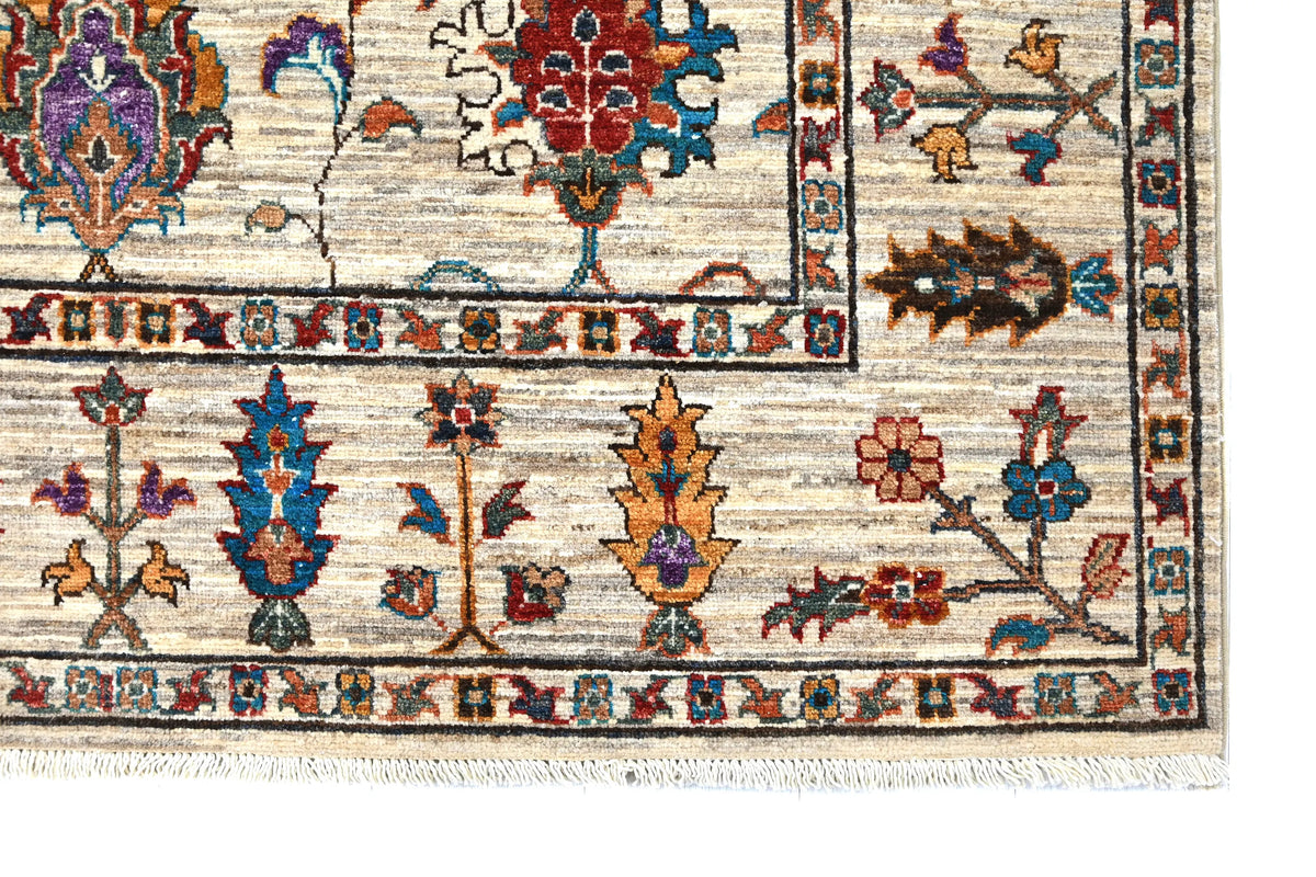 Khorjin Afghan Rug – Ivory Tree of Life