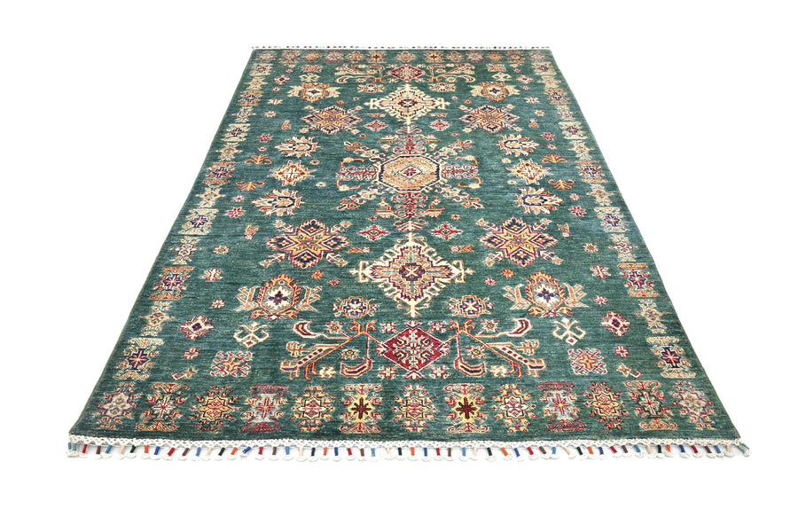 Khorjin Afghan Rug – Emerald Medallion