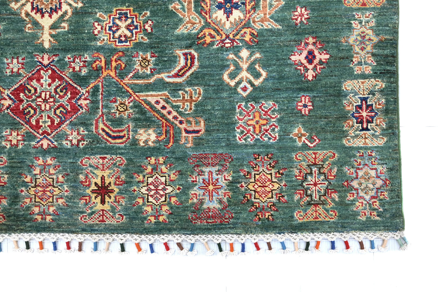 Khorjin Afghan Rug – Emerald Medallion