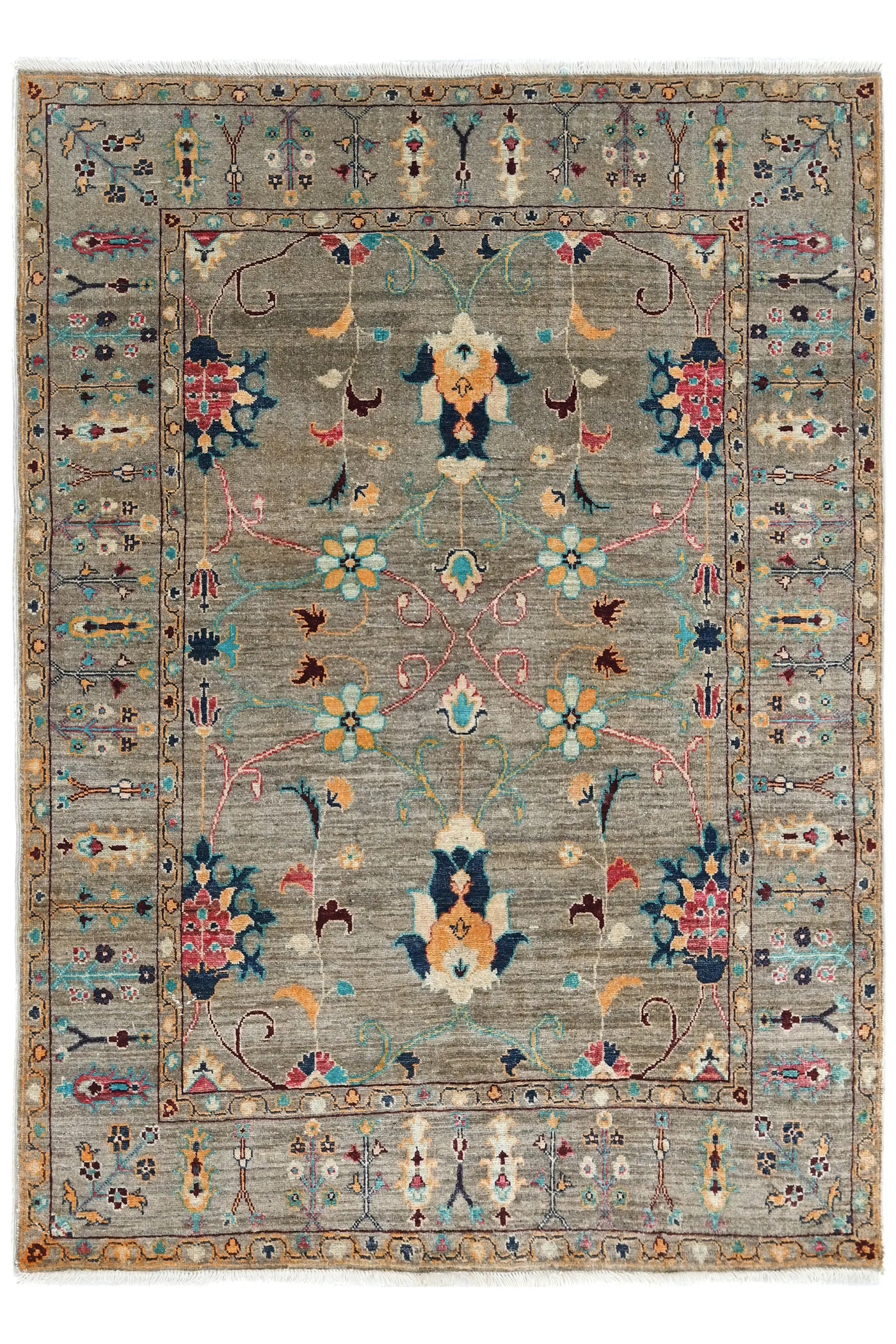 Khorjin Afghan Rug – Sage Flora