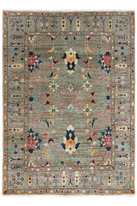 Khorjin Afghan Rug – Sage Flora