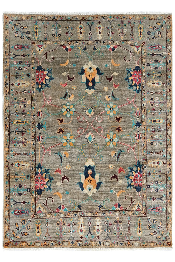 Khorjin Afghan Rug – Sage Flora