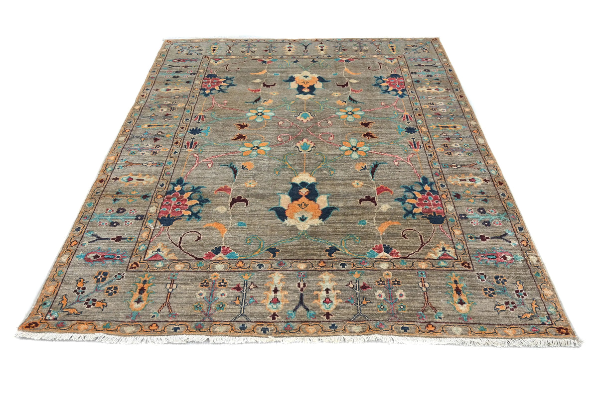 Khorjin Afghan Rug – Sage Flora