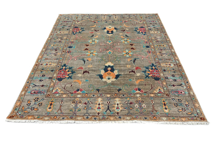 Khorjin Afghan Rug – Sage Flora