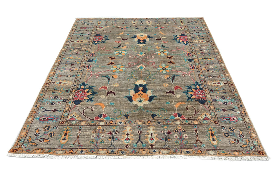 Khorjin Afghan Rug – Sage Flora