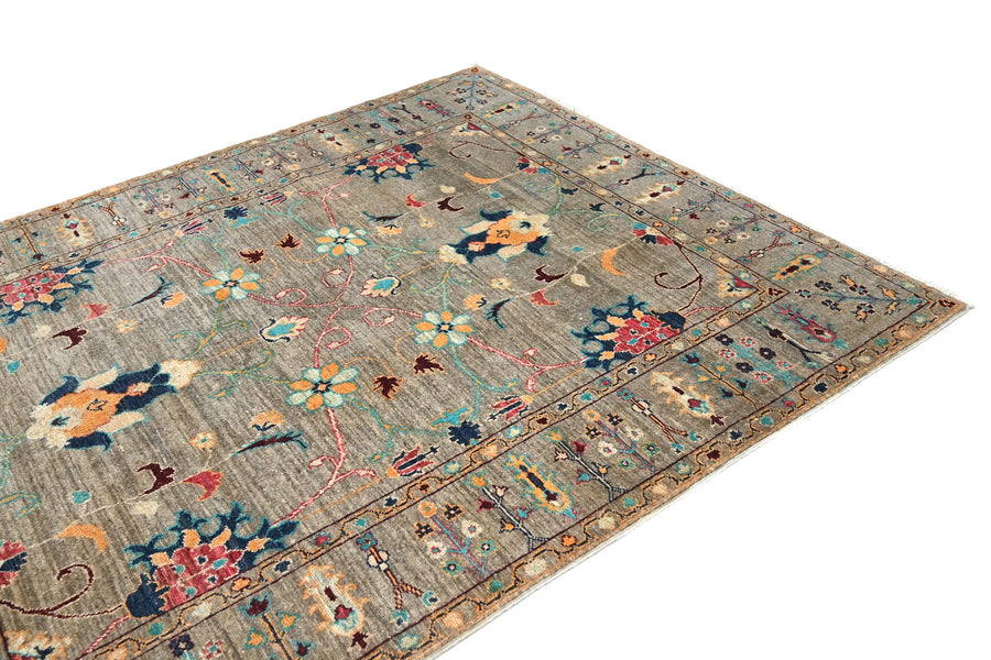 Khorjin Afghan Rug – Sage Flora