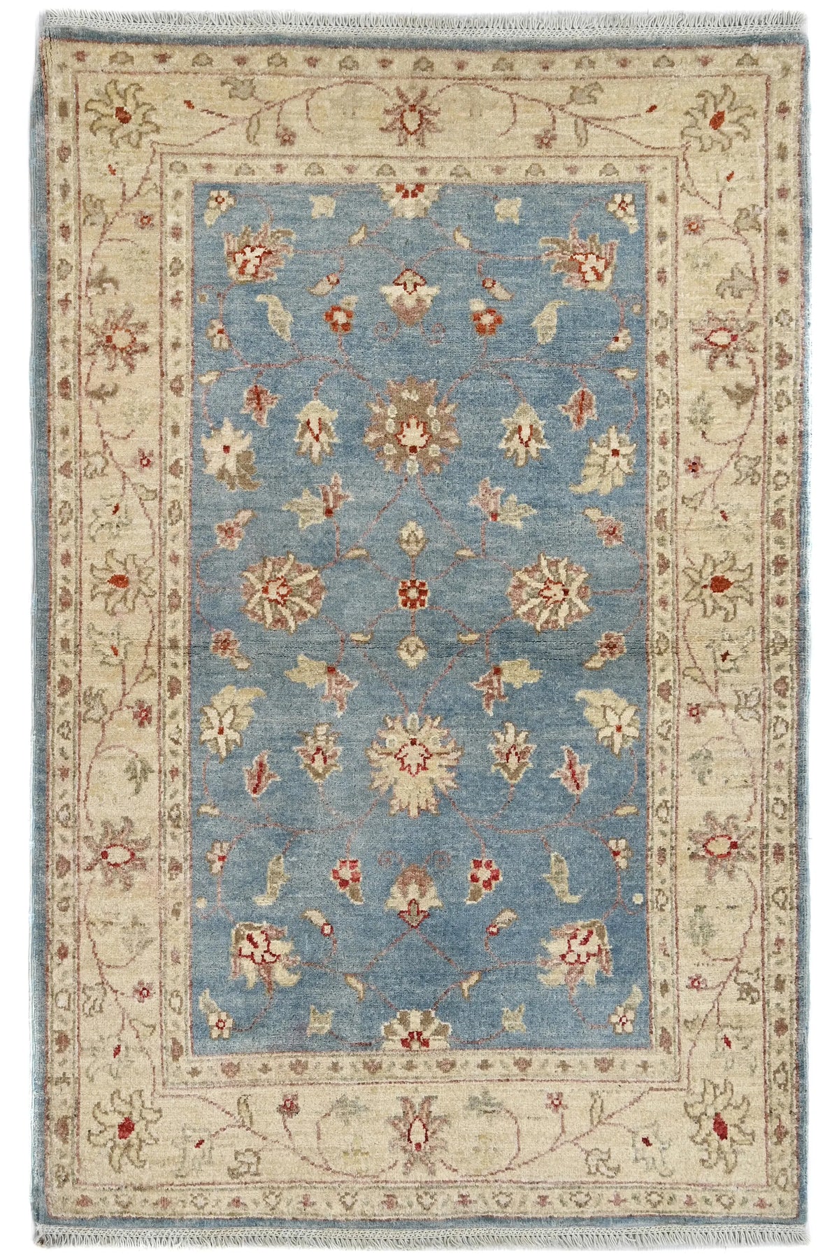 Chobi Afghan Rug – Azure Blossom