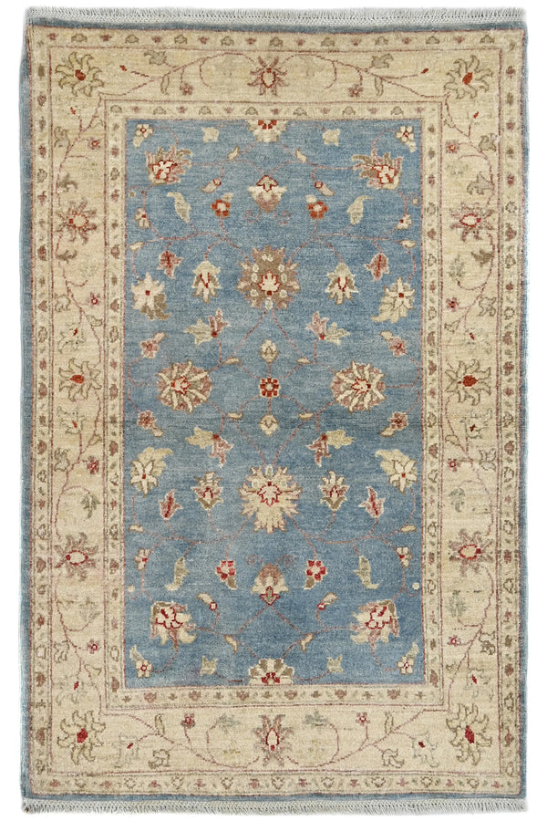 Chobi Afghan Rug – Azure Blossom