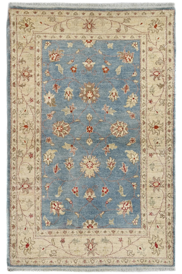 Chobi Afghan Rug – Azure Blossom