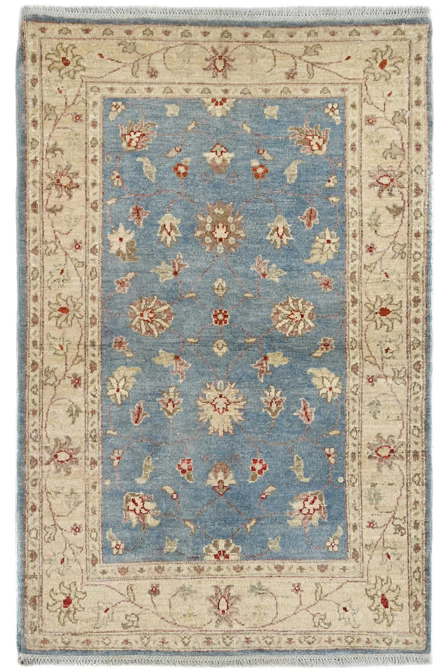 Chobi Afghan Rug – Azure Blossom