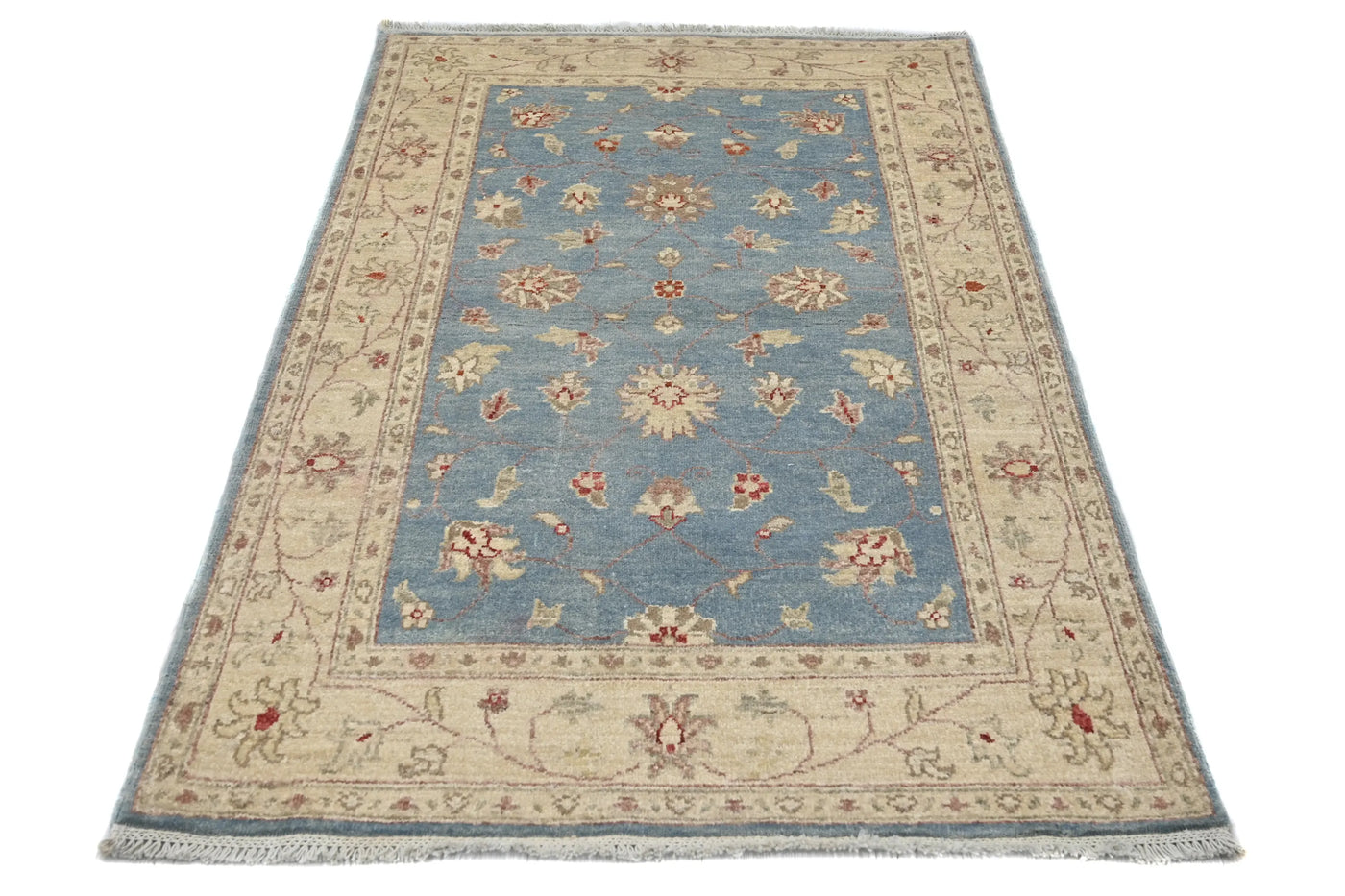 Chobi Afghan Rug – Azure Blossom