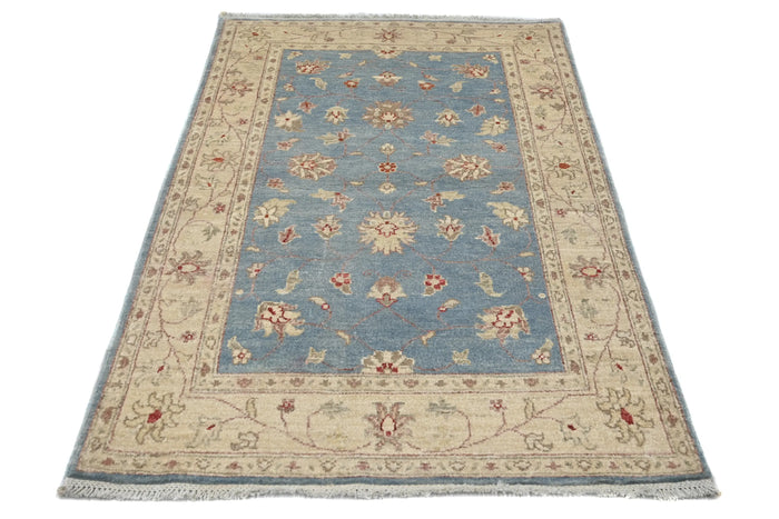 Chobi Afghan Rug – Azure Blossom