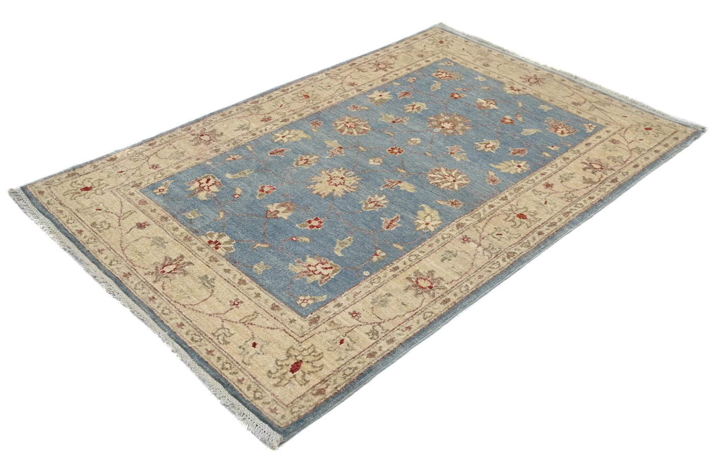 Chobi Afghan Rug – Azure Blossom