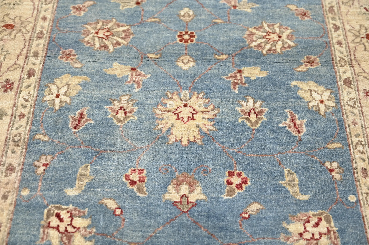 Chobi Afghan Rug – Azure Blossom
