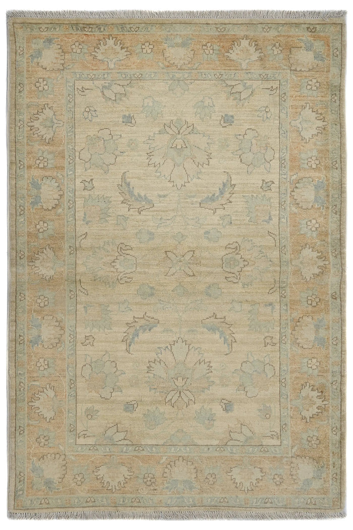 Chobi Afghan Rug – Sandstone Blossom