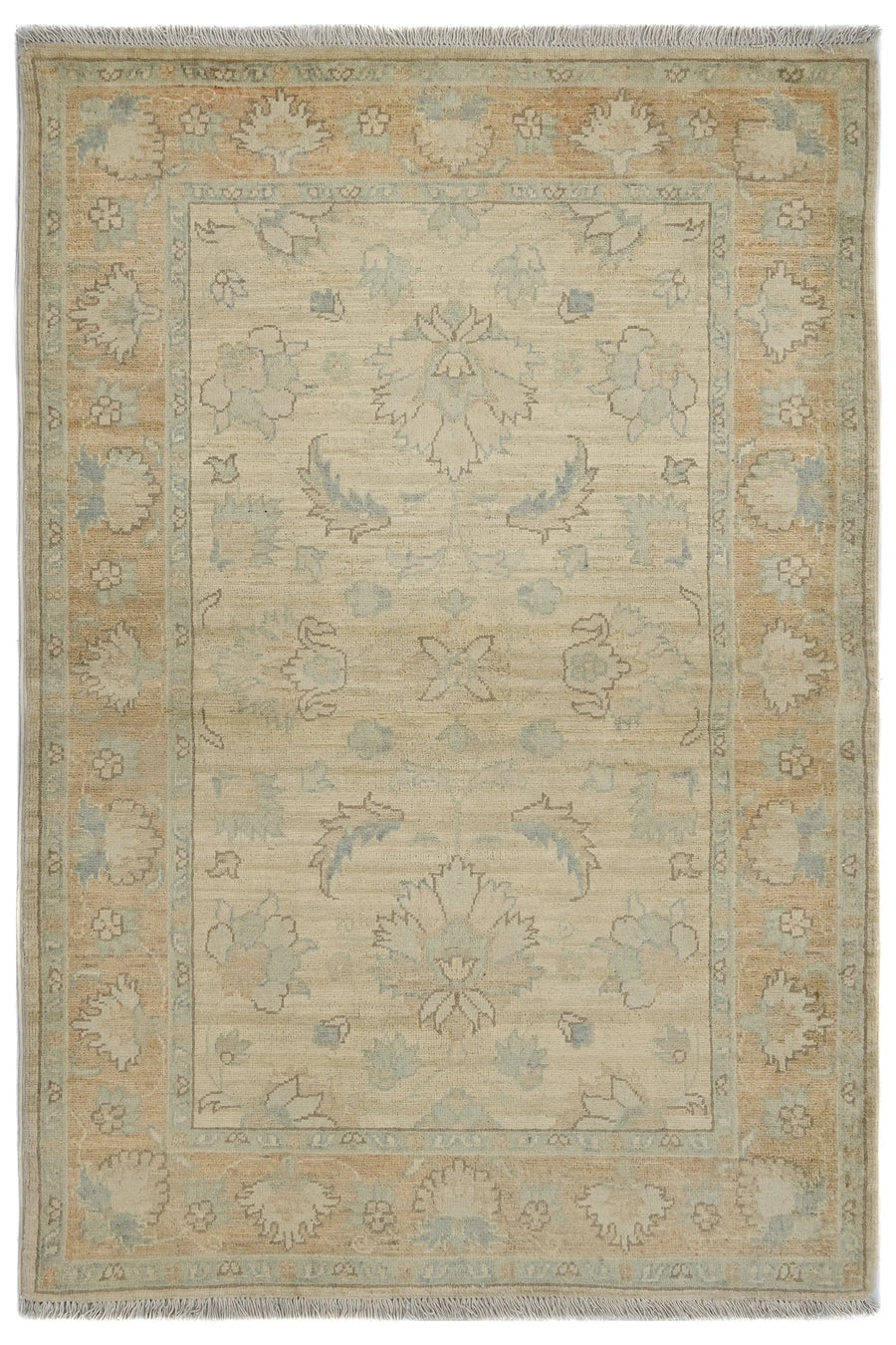 Chobi Afghan Rug – Sandstone Blossom