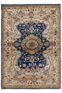 Chobi Afghan Rug – Indigo Medallion