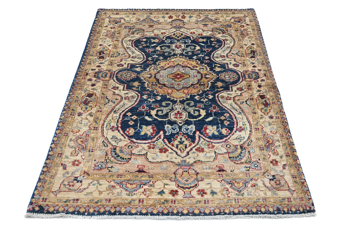 Chobi Afghan Rug – Indigo Medallion