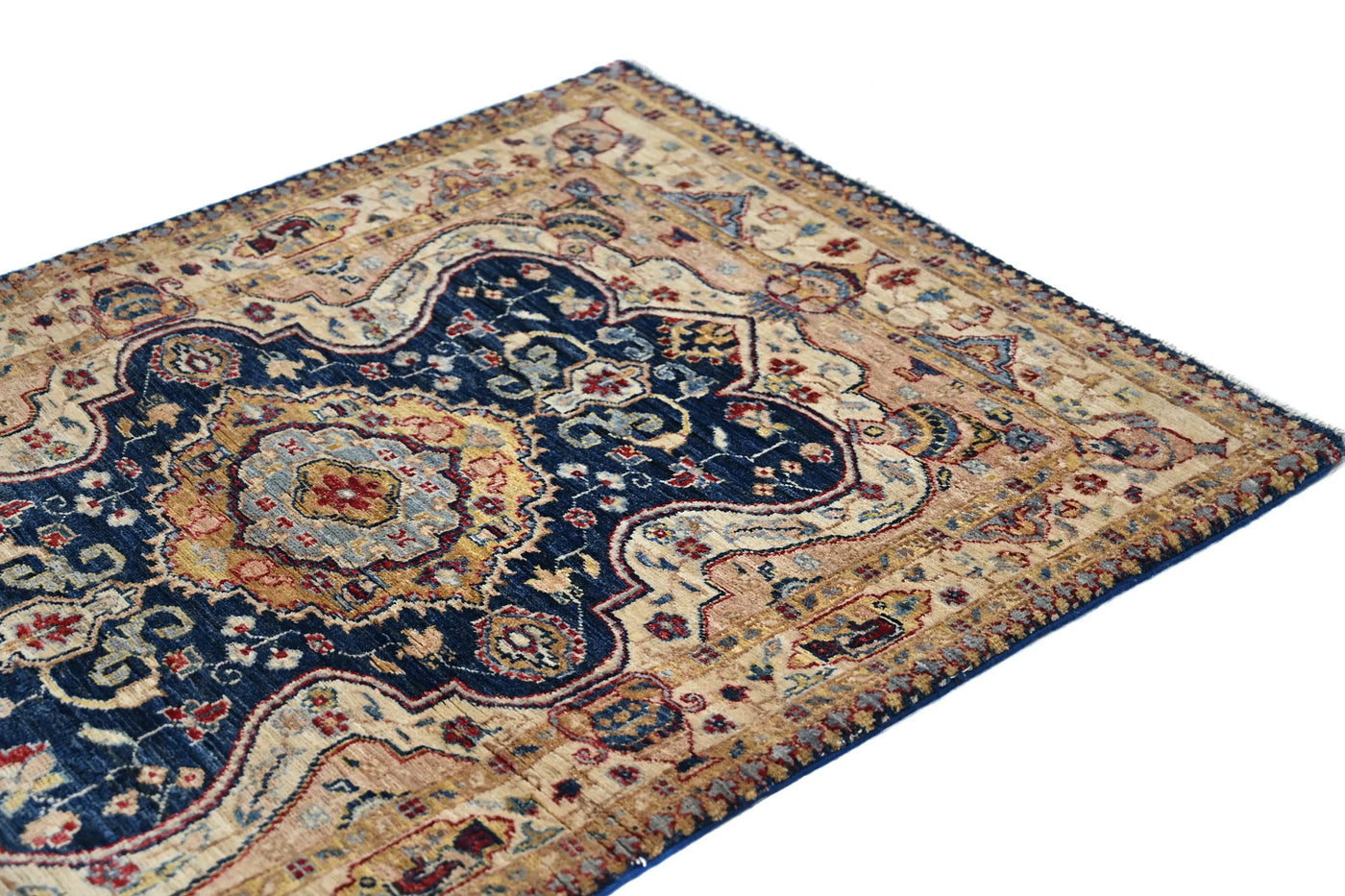 Chobi Afghan Rug – Indigo Medallion