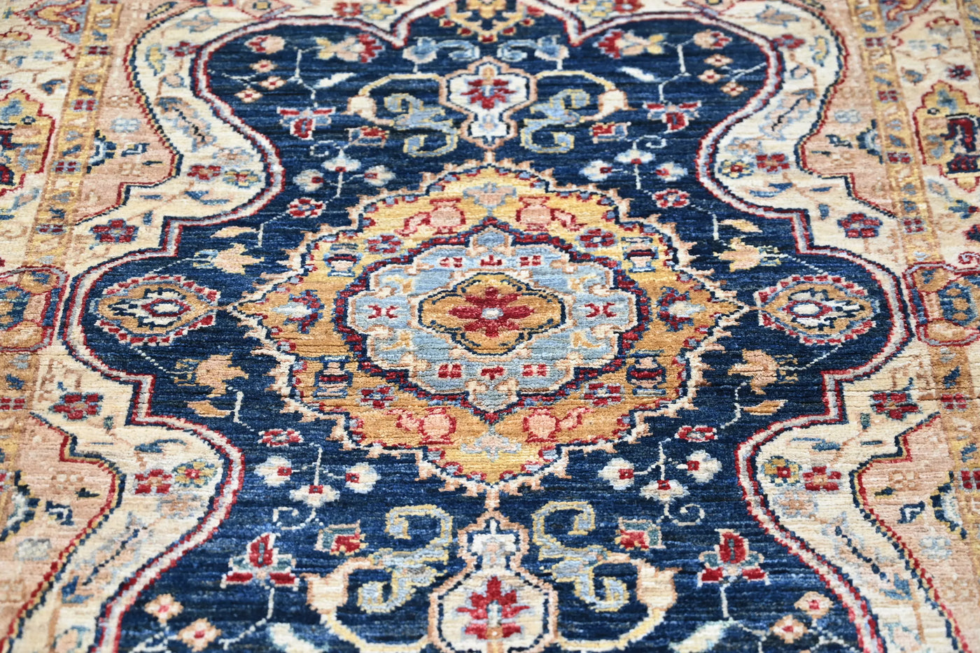 Chobi Afghan Rug – Indigo Medallion