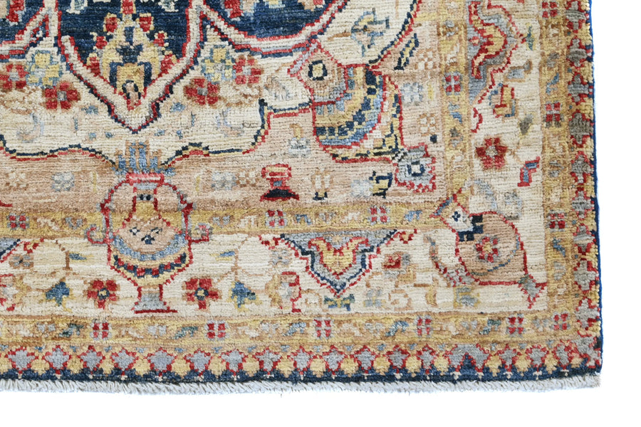 Chobi Afghan Rug – Indigo Medallion