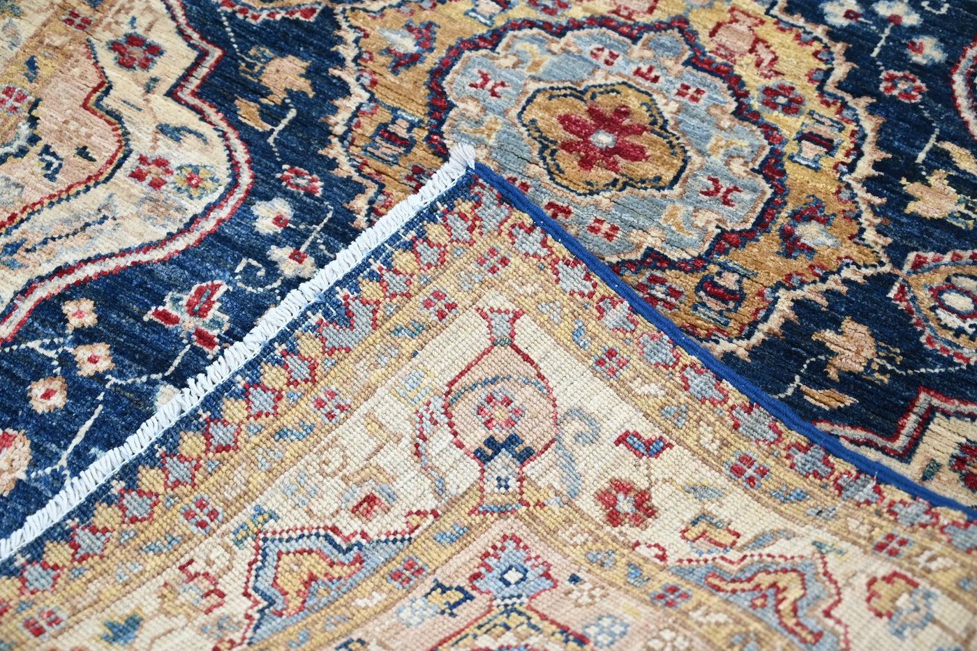 Chobi Afghan Rug – Indigo Medallion