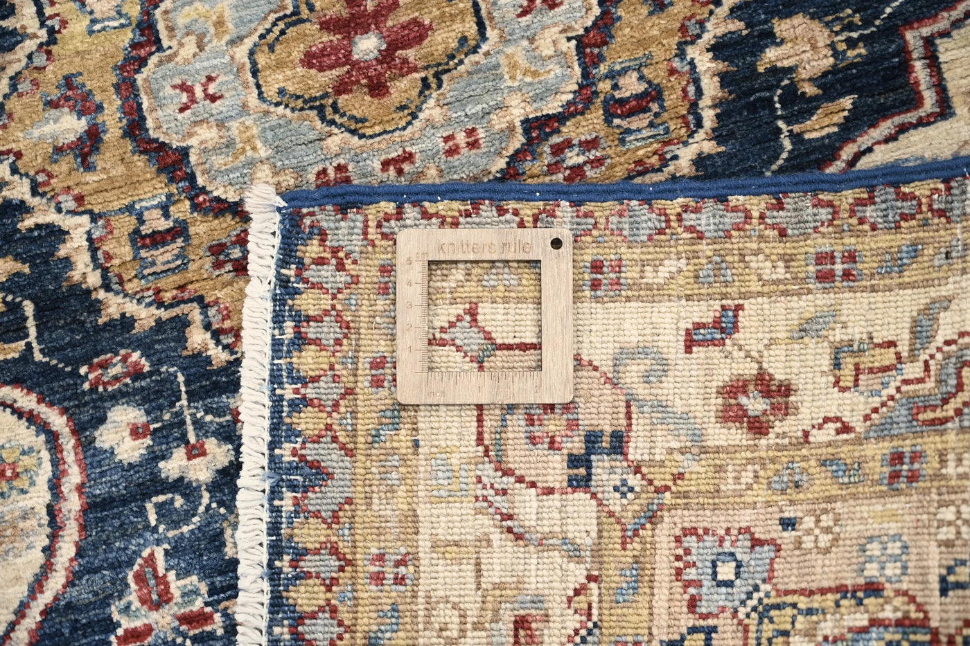 Chobi Afghan Rug – Indigo Medallion