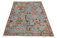 Chobi Afghan Rug – Steel Blossom