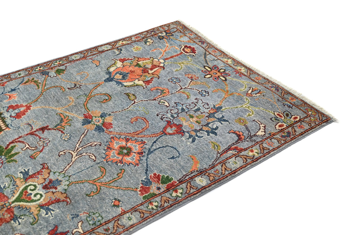 Chobi Afghan Rug – Steel Blossom