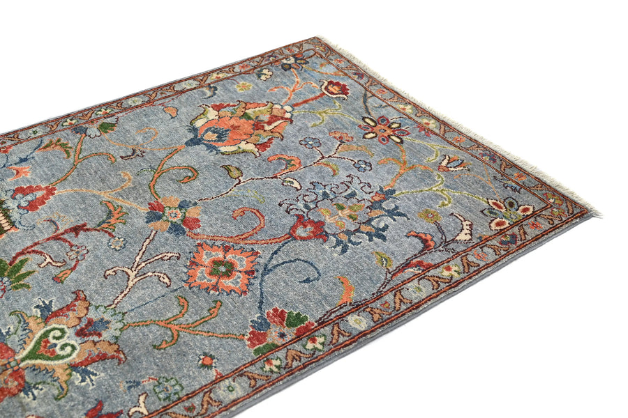 Chobi Afghan Rug – Steel Blossom