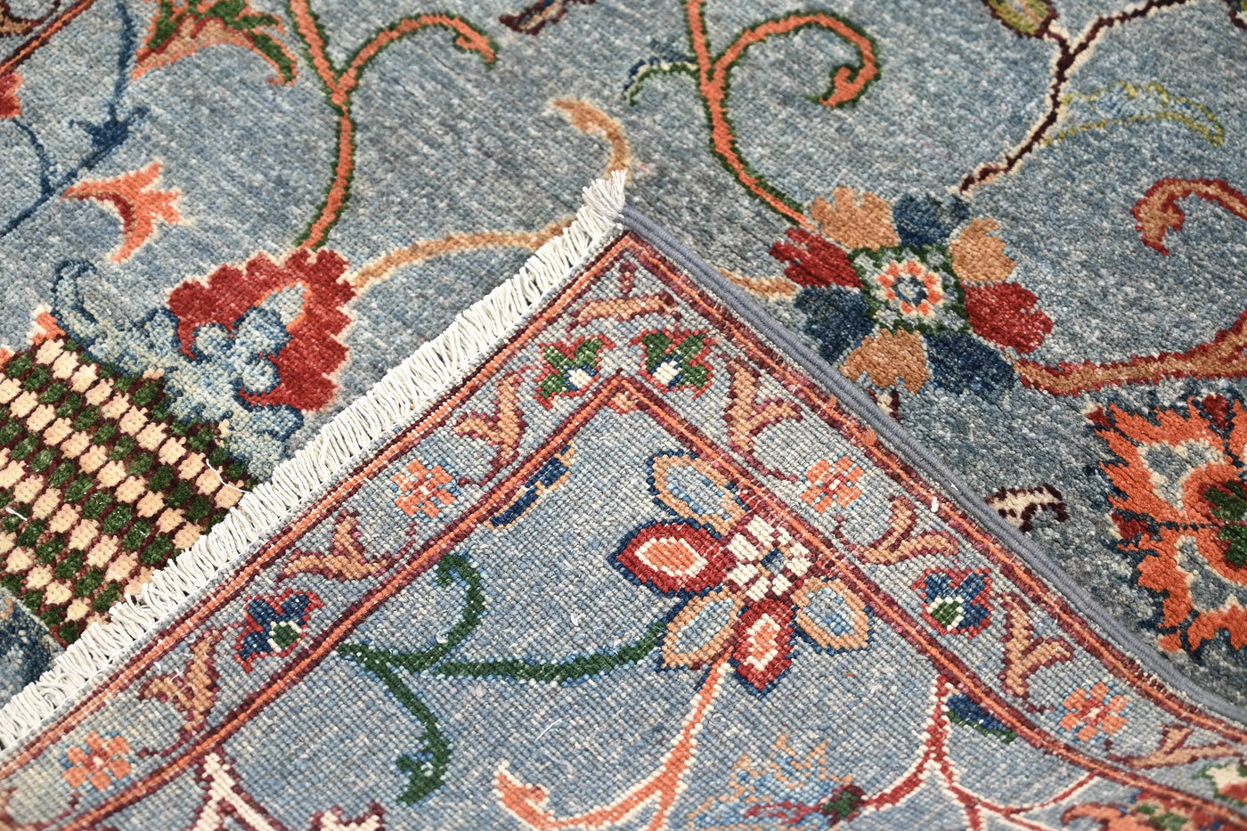 Chobi Afghan Rug – Steel Blossom