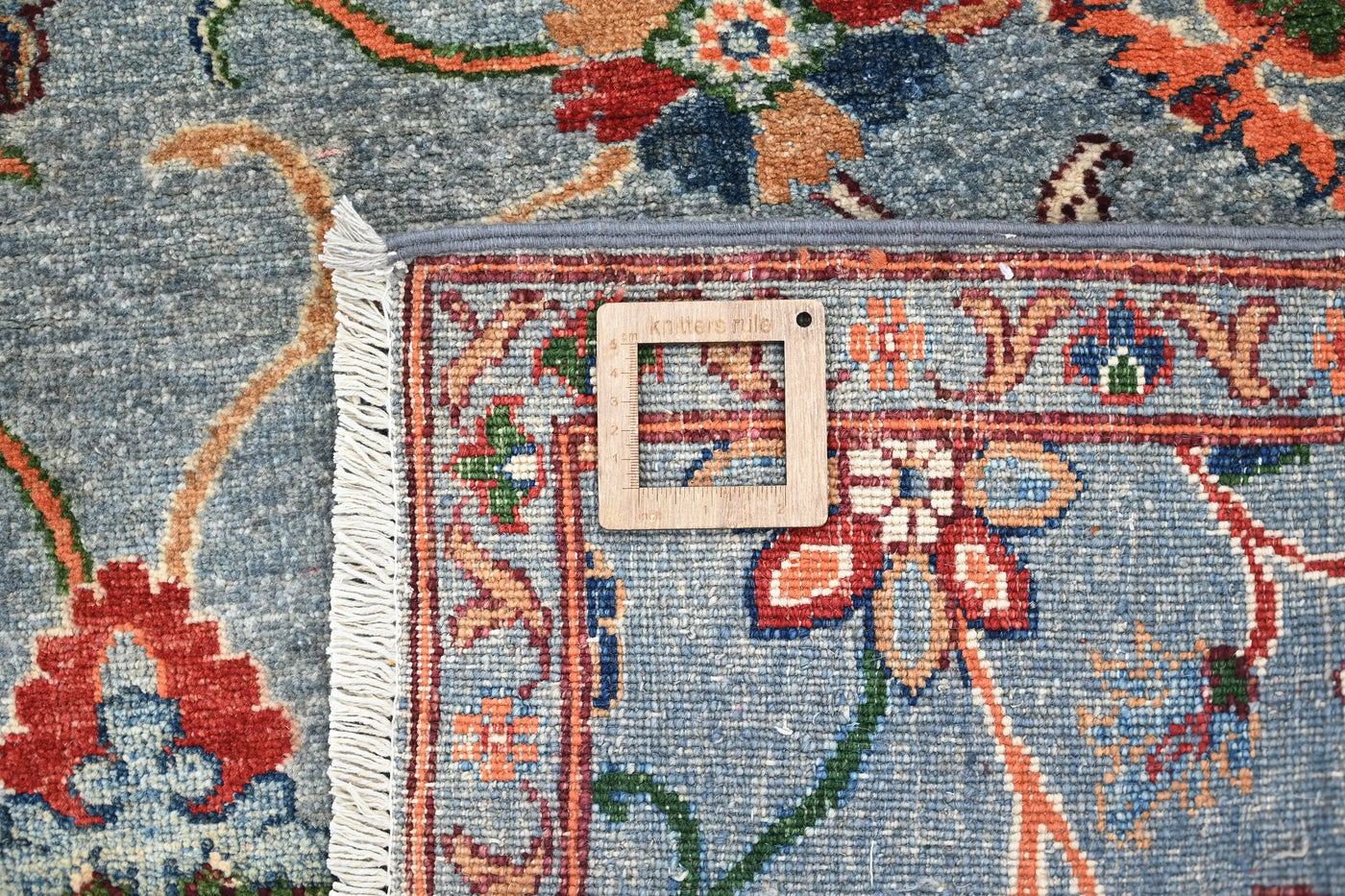 Chobi Afghan Rug – Steel Blossom