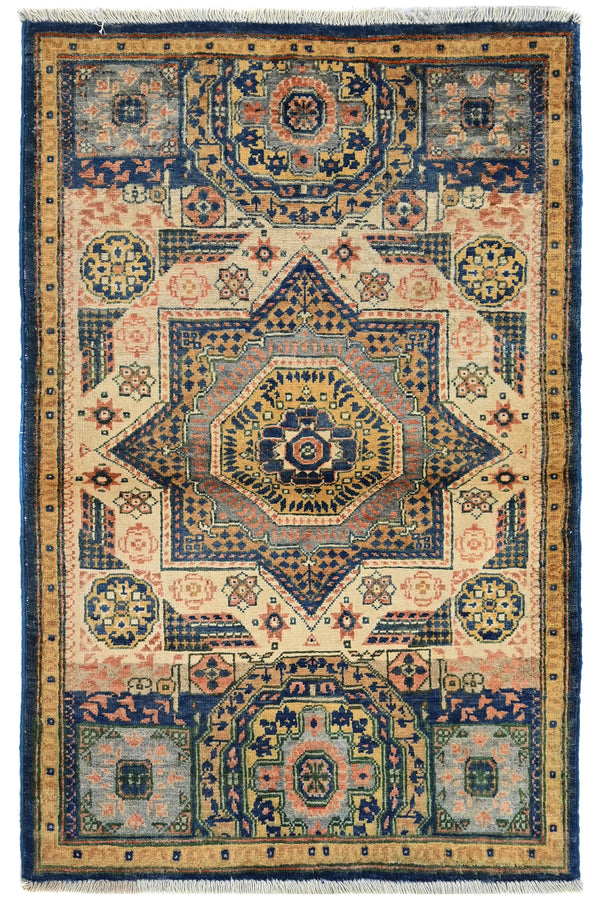 Chobi Afghan Rug – Ochre Medallion