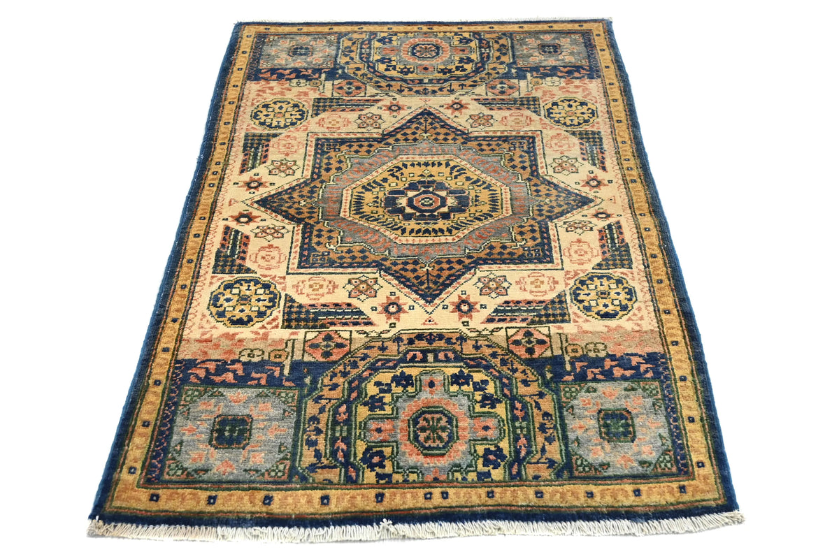 Chobi Afghan Rug – Ochre Medallion