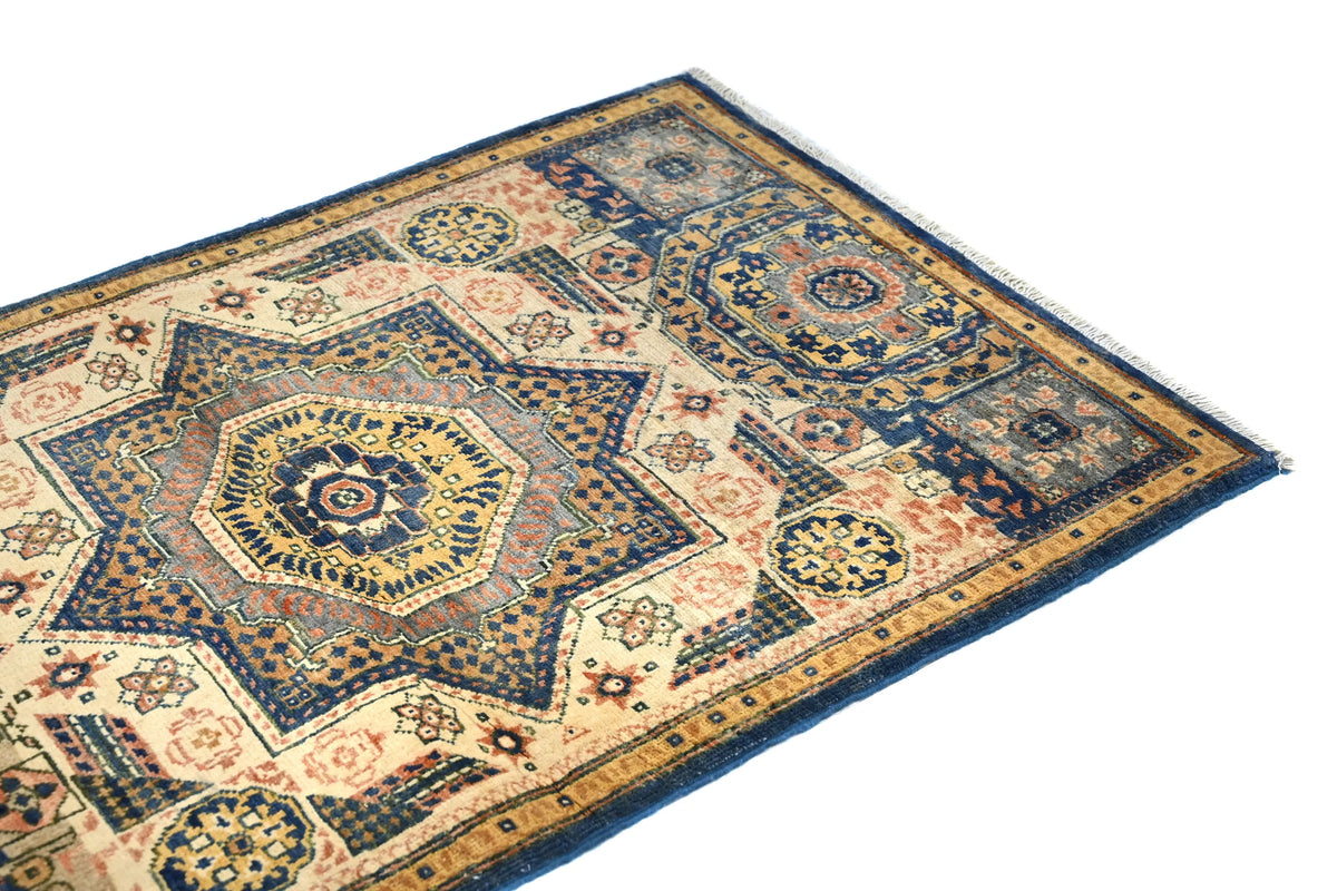 Chobi Afghan Rug – Ochre Medallion
