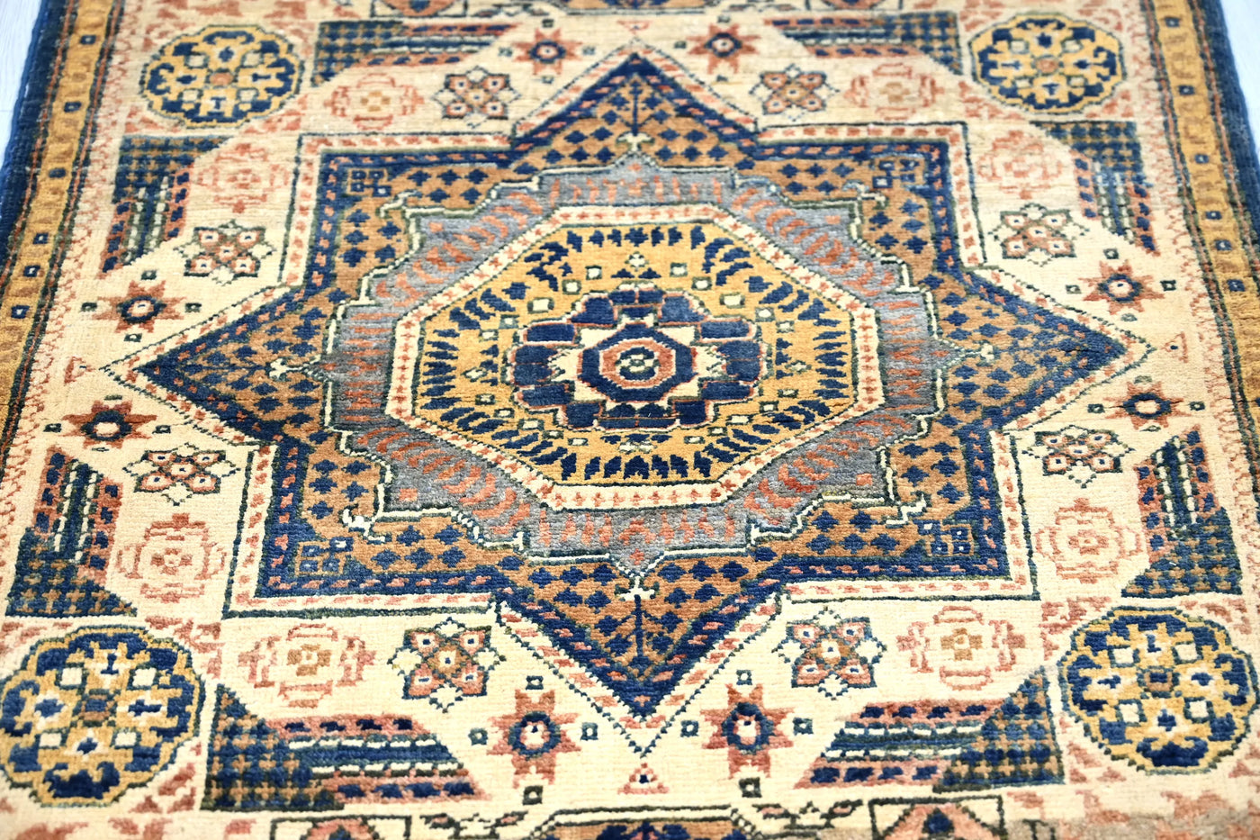 Chobi Afghan Rug – Ochre Medallion