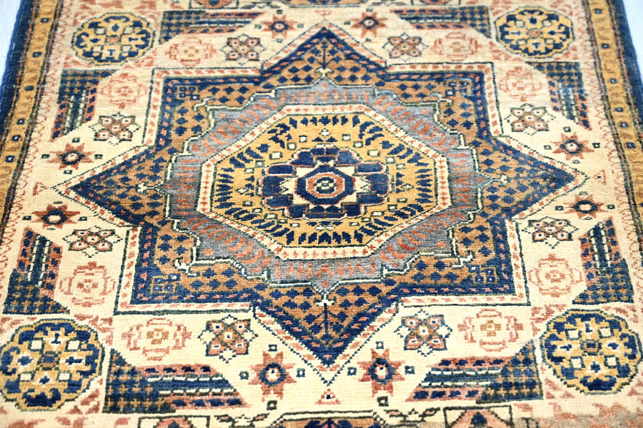 Chobi Afghan Rug – Ochre Medallion
