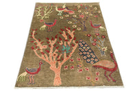 Chobi Afghan Rug – Pink Peacock