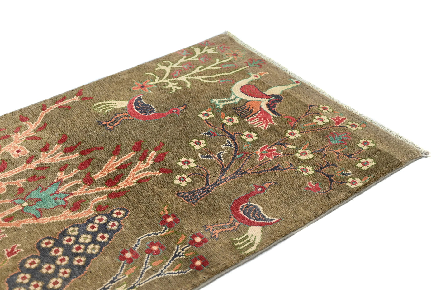 Chobi Afghan Rug – Pink Peacock
