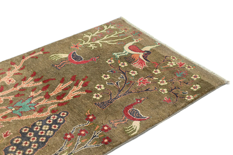 Chobi Afghan Rug – Pink Peacock