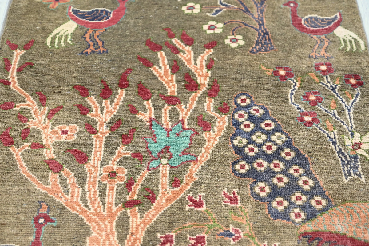 Chobi Afghan Rug – Pink Peacock