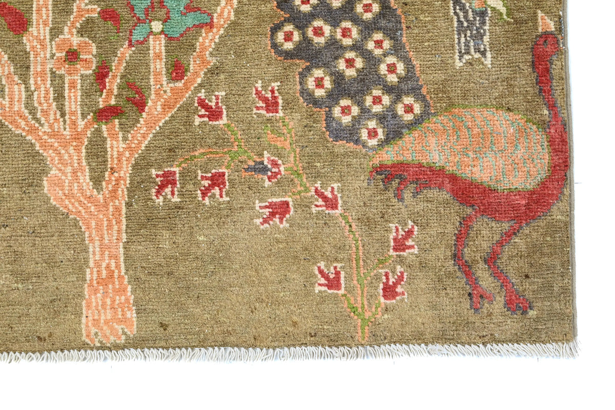 Chobi Afghan Rug – Pink Peacock