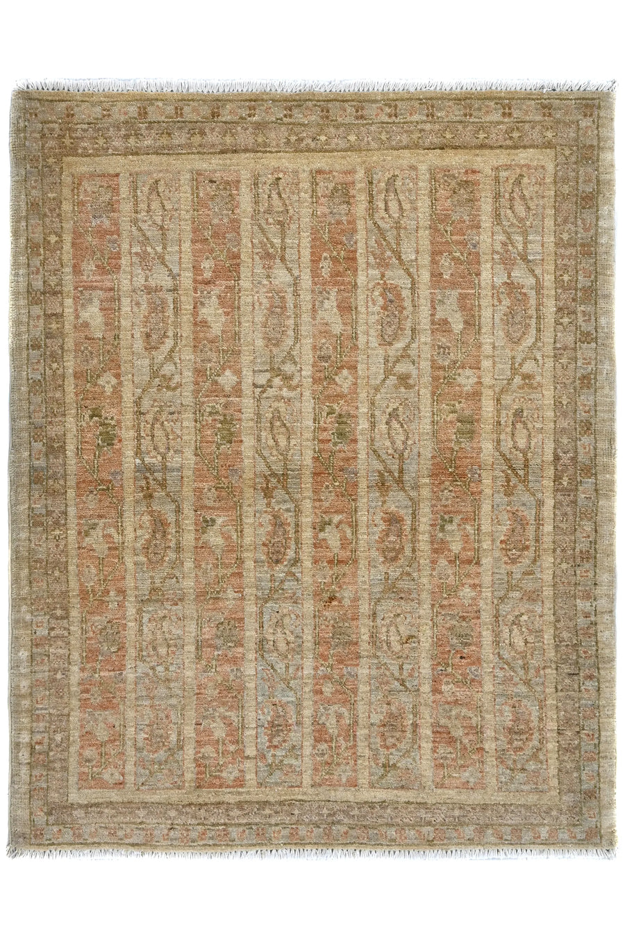 Chobi Afghan Rug – Terracotta Stripe