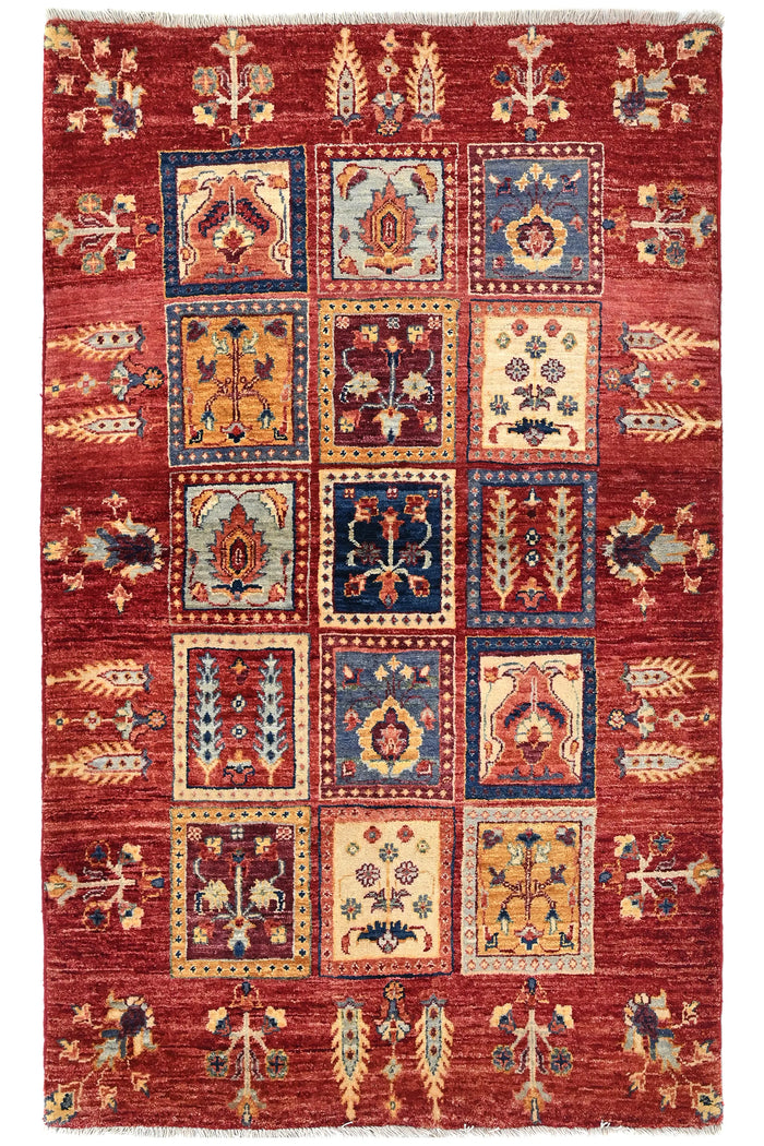 Chobi Afghan Rug – Oxblood Lattice