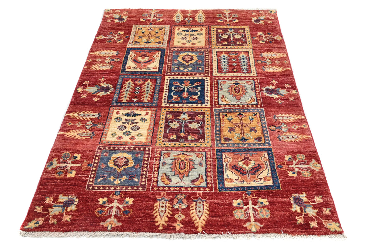 Chobi Afghan Rug – Oxblood Lattice