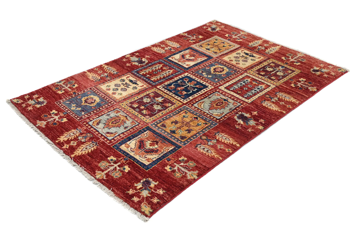 Chobi Afghan Rug – Oxblood Lattice