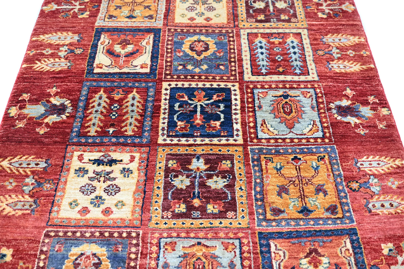 Chobi Afghan Rug – Oxblood Lattice