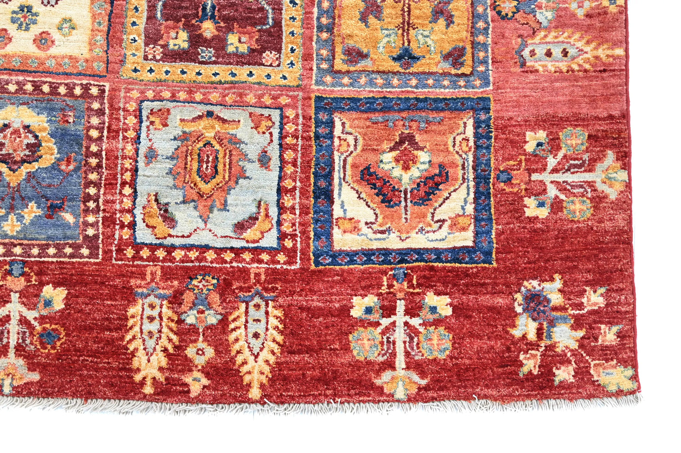 Chobi Afghan Rug – Oxblood Lattice